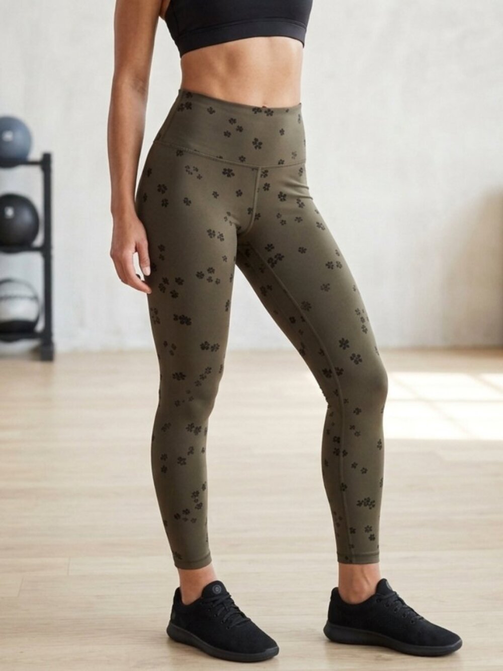 Lululemon Wunder Train High Rise Floral Breeze Olive Green Leggings Size 6